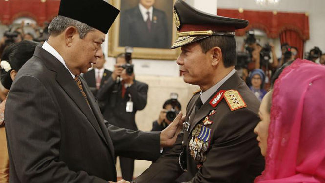 Presiden SBY melantik Kapolri baru, Komisaris Jenderal Sutarman, di Istana Negara, Jumat, 25 Oktober 2013.