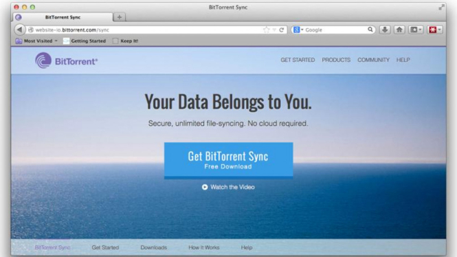 Tampilan situs untuk mengunduh aplikasi BitTorrent Sync