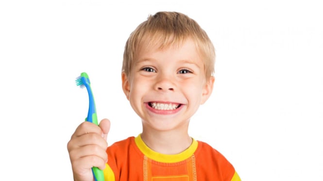 Ilustrasi anak sikat gigi