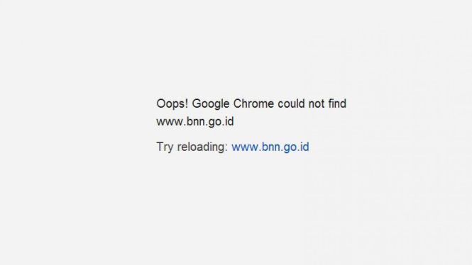 Tampilan situs BNN yang belum bisa diakses dari browser Chrome