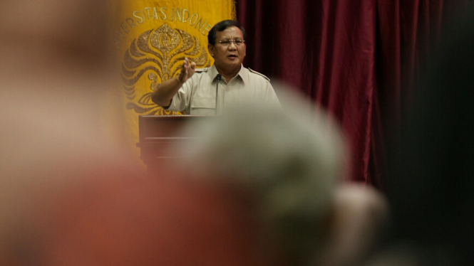 Prabowo Subianto di Series Seminar Dewan Guru Besar UI