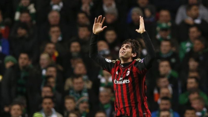 Pemain AC Milan, Kaka, usai bobol gawang Celtic di Liga Champions