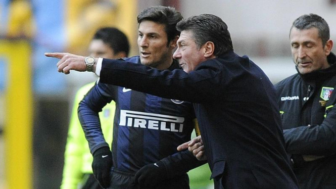 Pelatih Inter Milan, Walter Mazzarri dan Javier Zanetti