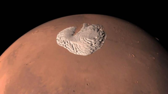 Cuplikan video animasi 3D planet Mars