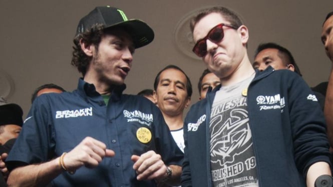 Valentino Rossi dan Jorge Lorenzo usai bertemu Jokowi