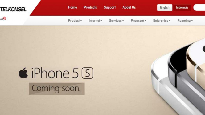Iklan iPhone 5S di situs resmi Telkomsel