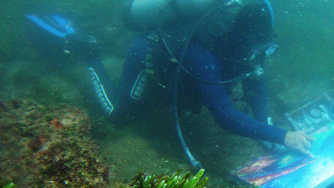 Melukis di bawah laut