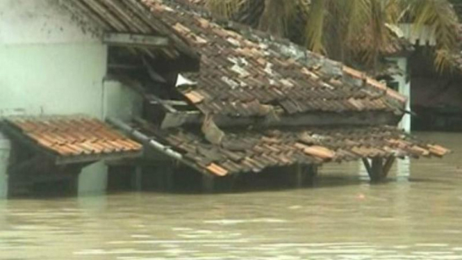 Banjir melanda kecamatan Pamanukan, Subang, Jawa Barat.