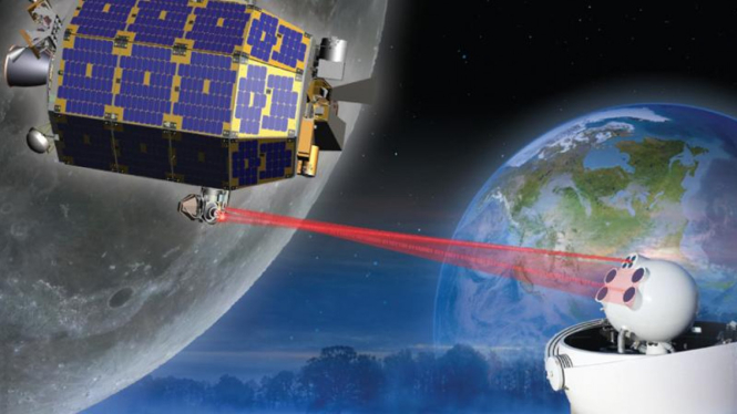 Ilustrasi komunikasi laser antara Bumi dan Bulan