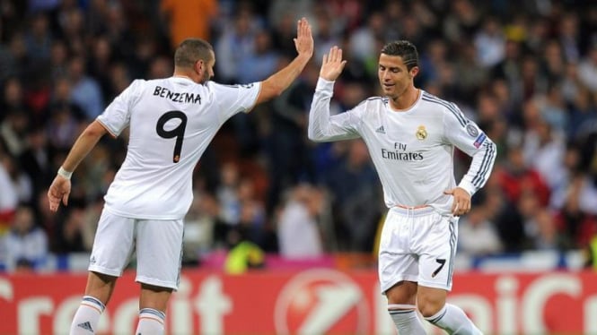 Pemain Real Madrid, Karim Benzema dan Cristiano Ronaldo