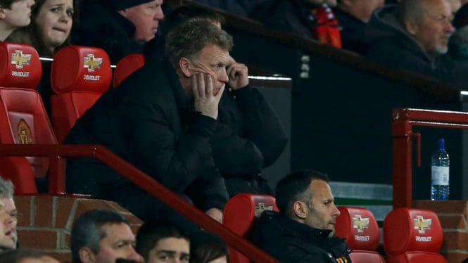 David Moyes saat MU dikalahkan ManCity