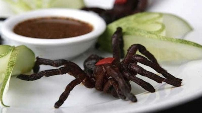 Tarantula goreng, kuliner ekstrim Asia.