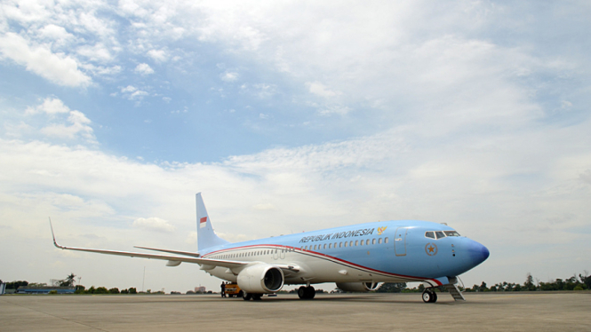 Pesawat Kepresidenan RI Yang Baru Tiba di Bandara Halim