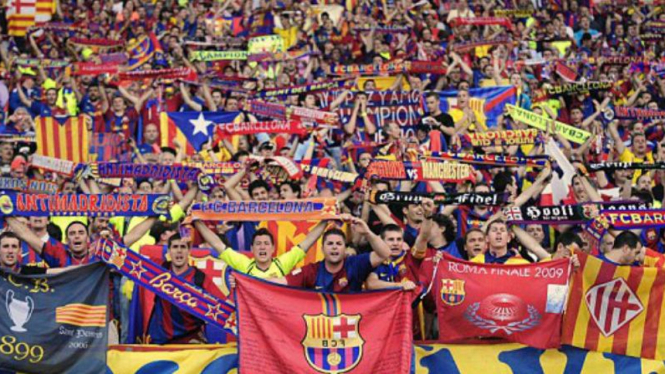 Fans Barcelona di salah satu pertandingan.
