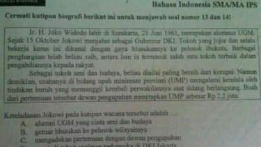 Soal Un Bahasa Inggris Juga Ada Jokowi