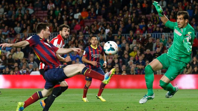 Pertandingan antara Barcelona dan Athletic Bilbao.