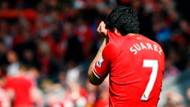 Pemain Liverpool, Luis Suarez, gagal cetak gol