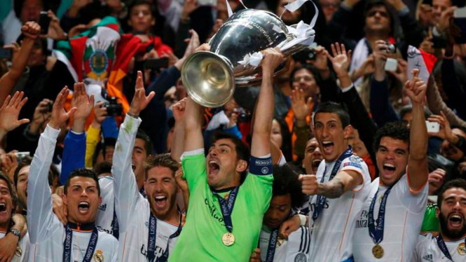 Pemain Real Madrid saat juara Liga Champions 2014.