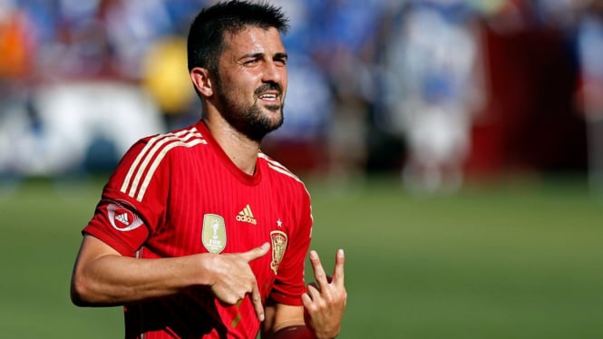 Penampilan David Villa bersama timnas Spanyol.