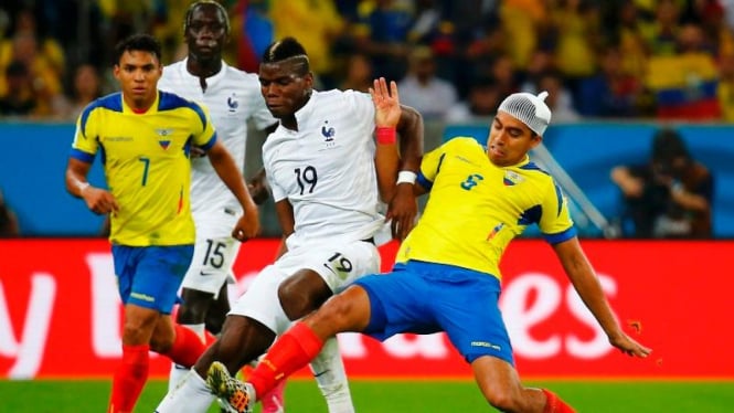 Pertandingan antara Ekuador dan Prancis di Piala Dunia 2014.