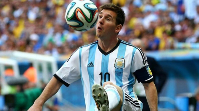Pemain Timnas Argentina, Lionel Messi, saat lawan Belgia