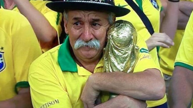 Fans Brasil menangis usai David Luiz Cs dihancurkan Jerman 1-7