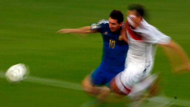 Pemain Timnas Argentina, Lionel Messi, saat lawan Jerman