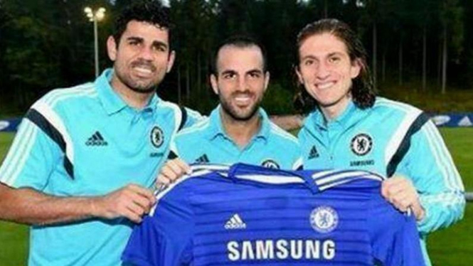 Diego Costa, Cesc Fabregas, dan Filipe Luis di Chelsea