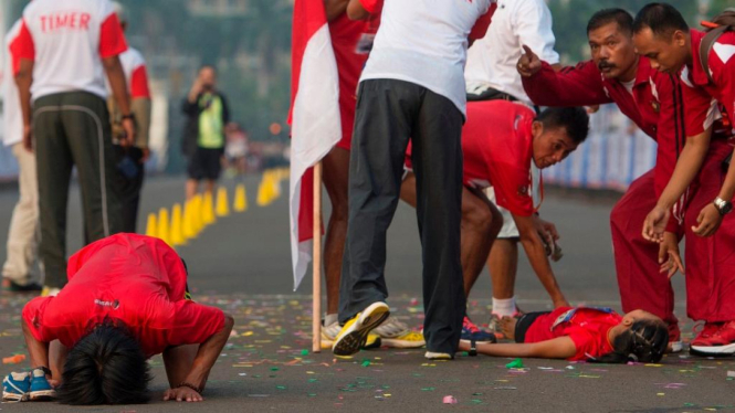 Peserta lomba maraton Independence Day Run di Jakarta 31 Agustus 2014
