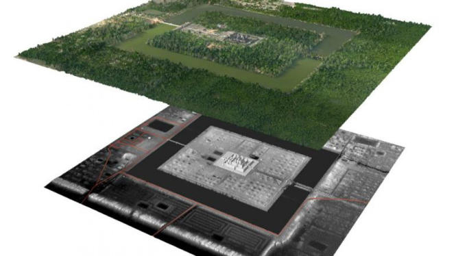 Peta Lidar Kuil Angkor Wat dan kota di sekitarnya.