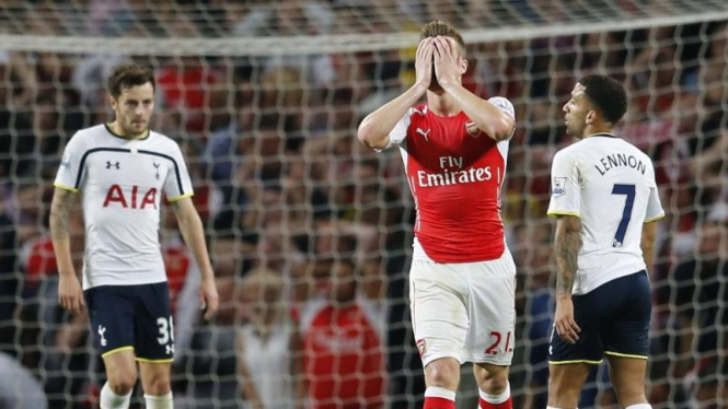 Reaksi pemain Arsenal saat hadapi Tottenham Hotspur