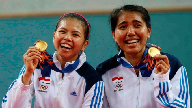 Ganda putri Indonesia, Greysia Polii/Nitya Krishinda meraih emas Asian Games 2014.