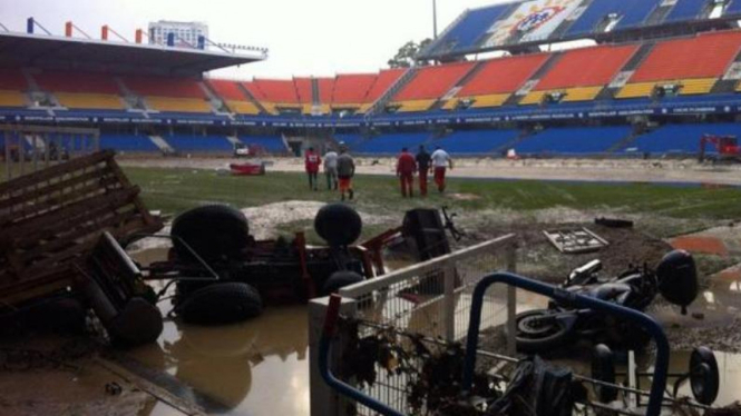 Stadion milik Montpellier rusak berat akibat banjir