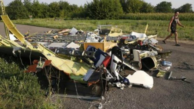 puing pesawat Malaysia MH17 yang jatuh di Donetsk, 17 Juli 2014.