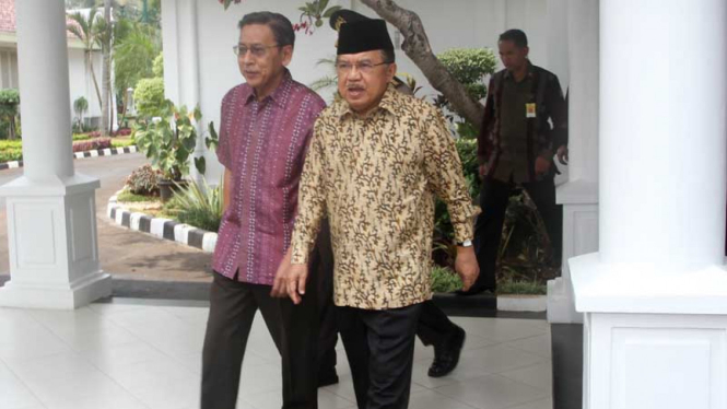 Boediono Bertemu Jusuf Kalla di Istana Wakil Presiden
