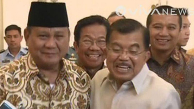 Prabowo Subianto menemui Wakil Presiden, Jusuf Kalla.