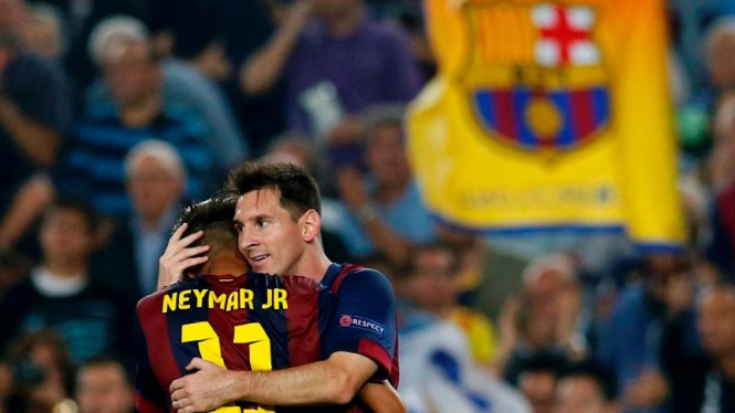 Dua penyerang Barcelona, Neymar dan Lionel Messi