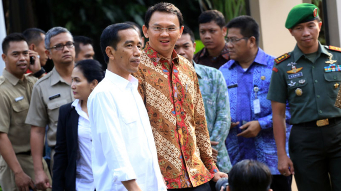 Presiden Joko Widodo dan Basuki Tjahaja Purnama alias Ahok di Istana, Jakarta.