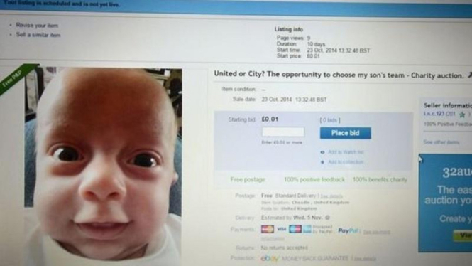 Ian Charters lelang bayi lucunya di Ebay