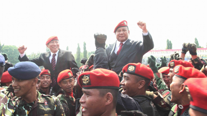 Prabowo Subianto saat menghadiri sertijab Danjen Kopassus.