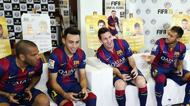 Dani Alves, Munir El Haddadi, Lionel Messi dan Neymar