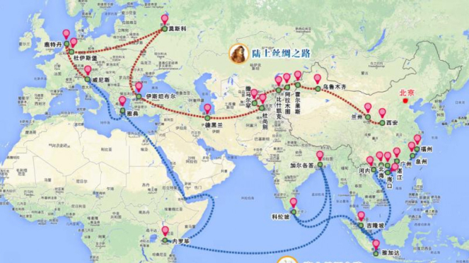 Peta Jalur Sutra dan Jalur Sutra Maritim China