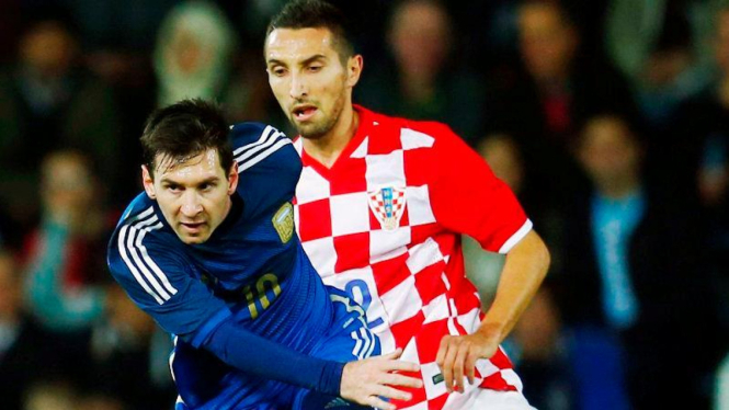 Lionel Messi pada pertandingan antara Argentina dan Kroasia