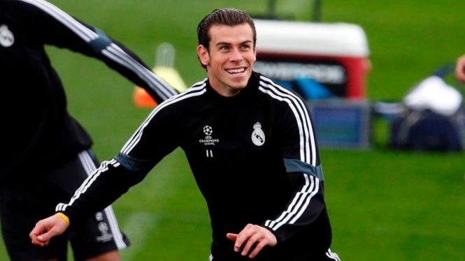 Gareth Bale saat latihan bersama timnya, Real Madrid