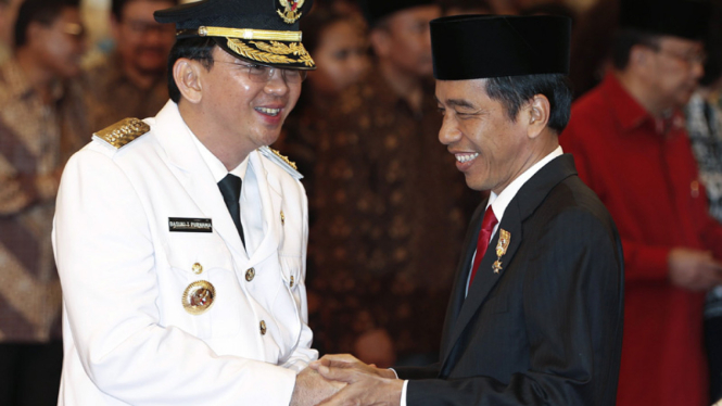 Gubernur DKI Jakarta Basuki Tjahaja Purnama bersama Presiden Indonesia, Joko Widodo