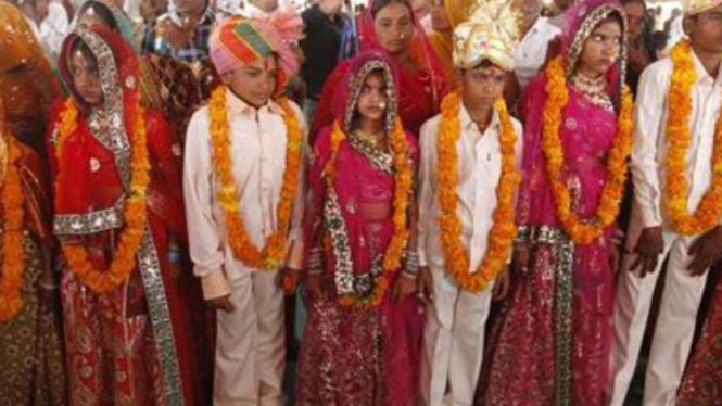 Ilustrasi acara pernikahan anak di India. 