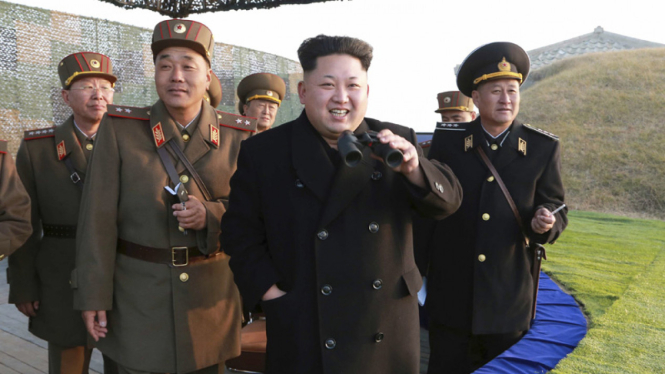 Kim Jong-un Pimpin Latihan Pasukan Gabungan Korea Utara.