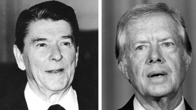 Ronald Reagan dan Jimmy Carter.