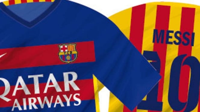 Kostum baru Barcelona untuk musim 2015-16.