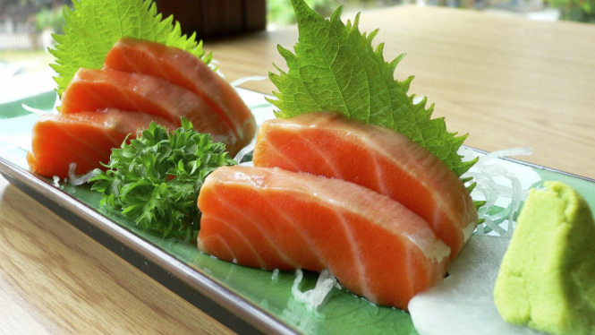 Ilustrasi sashimi dan wasabi